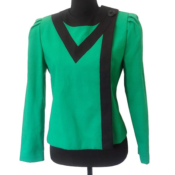 Vintage 1970s Graphic Green Jacket - Picture 1 of 12